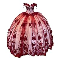Off Shoulder Quinceanera Prom Dress with Train Lace Florals Sweet 15 16 Ball Gowns Masquerade