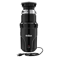 Kraus KWD100-33MBL WasteGuard Continuous Feed Garbage Disposal with Ultra-Quiet Motor for Kitchen Sinks with Power Cord and Flange Included, 1/3 HP, Black-Quick-Connect