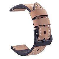 20 22mm Band for Samsung Galaxy Watch 4/Classic/3/46/42mm/Active 2 Gear S3/3 41 45mm Leather Bracelet Universal wirstband (Color : Beige 1, Size : 20mm Universal)