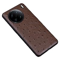 Case for Vivo X90 Pro Plus, Luxury Business Genuine Leather Slim Back Cover with Camera Protection Shockproof Men Durable Protective Phone Case for Vivo X90 Pro Plus,C Brown