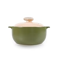 Neoflam Kiesel 1qt Non-Stick Ceramic Casserole Pot, Dutch Oven, Clay Pot, Stockpot for Stew, Soup, Steam, Scratch Resistant, Oven Safe, Heat Resistant, Lime
