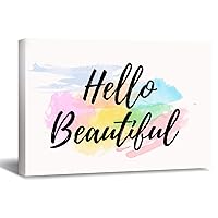 Inspirational Canvas Print Wall Art Painting Artworks for Office, Home Wall Decor Hanging Poster, Housewarming Gift Christian Gift, 8x12 Inch, Hello Gorgeous, Hello Beautiful