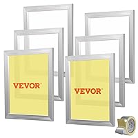 VEVOR 6 Pieces Aluminum, 16x20inch Silk Screen Frame with 110 Count High Tension Nylon Mesh and Sealing Tape for T-Shirts DIY Printing, Silver