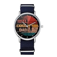 Reel Cool Dad Nylon Watch for Men and Women, Fishing Fisherman Art Theme Unisex Wristwatch, Father's Day Gift Idea
