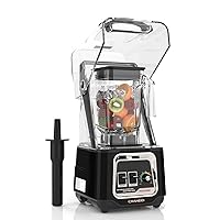 Quiet Smoothie Blender, Professional Countertop Blender with Removable Shield, 2200W Strong Motor, 52oz BPA-free Jar for Shakes and Smoothies, Self-Cleaning K80 (Black)