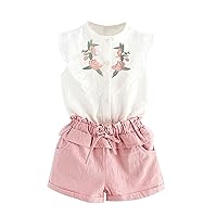 Kids Girls Summer Sleeveless Outfits Colorful Striped Print Tank Tops Shorts Casual Fashion 2PCS Set Clothes