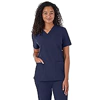 Hanes Women's Scrubs Healthcare Top, Moisture-Wicking Stretch Scrub Shirts, Ribbed Back Panel