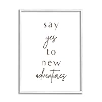Say Yes to New Adventures Phrase Minimal Typography, Designed by Birch&Ink White Framed Wall Art, 16 x 20