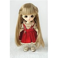 JD088 5-6'' 13-15CM Brown Long Hair with Back Braid BJD Doll Wigs 1/8 Lati Yellow Size Lovesick Doll Accessories