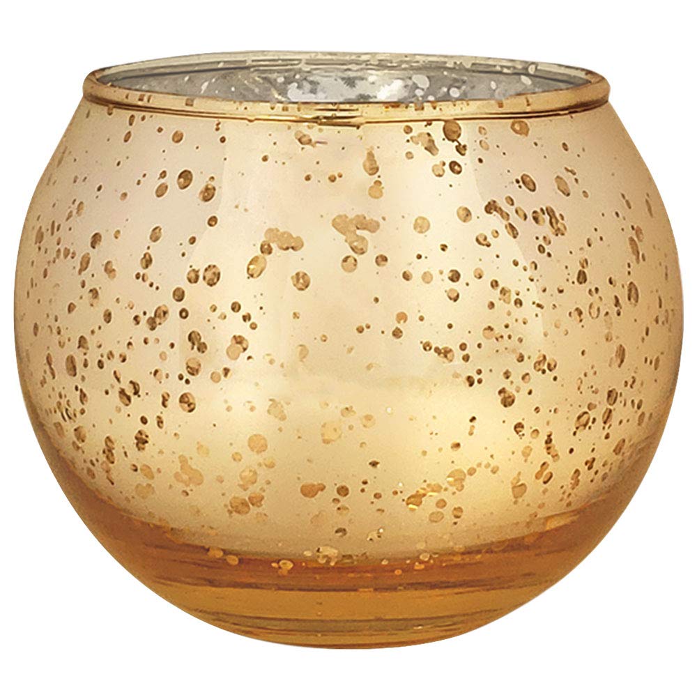Just Artifacts Bulk 2-Inch Round Speckled Mercury Glass Votive Candle Holders (Gold, Set of 100)