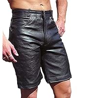 Leather Trend Men's Lambskin Leather Black Color Beautiful Sports, Long-Lasting Gym, Men's Workout, Running Shorts LTMS06