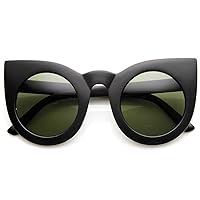 zeroUV - 70s Womens Large Oversized Retro Vintage Cat Eye Sunglasses For Women with Round Lens 48mm