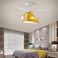 Ceiling Fans Withps,Ceiling Fan with Light Kids Reversible 3 Colors Dimmable Silent Remote Control Airplane Fan Ceiling Lights with Timer Indoor Bedroom Dining Room/Yellow