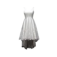 V Neck A line High Low Wedding Dresses Bridal Gowns Asymmetrical Lace 2024 Satin