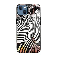 Colorful Animal Zebra Printed Case for iPhone 13 Mini Case, Tempered Glass Shockproof Phone Case Cover for iPhone 13 Mini 5.4 Inch, Not Yellowing