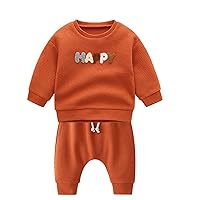 Boy 4 Month Clothes Newborn Infant Baby Girls Boys Autumn Winter Knit Letter Cotton Long Sleeve Pants (A, 0-6 Months)