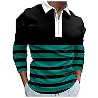 Mens Long Sleeve T Shirts Lapel Long Sleeve Printed Casual Top Loose Sports Lapel Shirt
