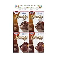 Dr Oetker Instant Dessert Light Mousse Mix Chocolate Variety 4 Pack | Dark Chocolate, Milk Chocolate 2 Boxes of Each Flavor | with blank June Street Market recipe card (style may vary)