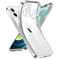 Supdeal Crystal Clear Case for iPhone 12, [Not Yellowing] [Camera Protection] [Military Grade Drop Tested] Transparent Shockproof Protective Phone Case Soft Silicone Slim Cover, 6.1 inch, Silver