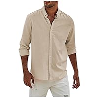 Men's Regular Fit Dress Shirt Long Sleeve Button Down Solid Color Shirts Casual Business Wrinkle-Free Shirts