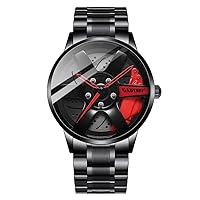 Men's Hollow Stereoscopic Wheel Watch, Car Wheel Design Wristwatch Fashion Sport Watch Quartz Mesh Rim Hub Watches
