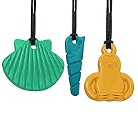 TalkTools Sensory Chew Necklace - Teething and Biting Chewelry, Helps Reduce Anxiety for Kids and Adults with ADHD and Autism. Pack of 3 Different Shapes