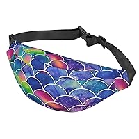 Fanny Pack For Men Women Casual Belt Bag Waterproof Waist Bag Beautiful Rainbow Colors Mermaid Running Waist Pack For Travel Sports