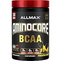 AMINOCORE BCAA Powder, 8.18 Grams of Amino Acids, Intra and Post Workout Recovery Drink, Gluten Free, Pineapple Mango, 315 g