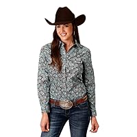 ROPER Western Shirt Womens L/S Paisley Turquoise 03-050-0225-6017 BU