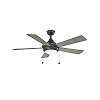 AireDrop Pull Chain 48 inch Indoor Ceiling Fan with LED Light Kit - Matte Greige with Weathered Wood Blades