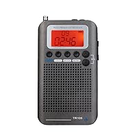 TR105 Portable Radio Aircraft Full Band Radio FM/AM/SW/CB/Air/VHF Receiver World Band with LCD Display Alarm Clock