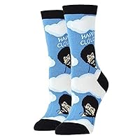 Women's Novelty Crew Socks, Exclusive Funny Socks for Bob Ross, Crazy Silly Fashion Socks