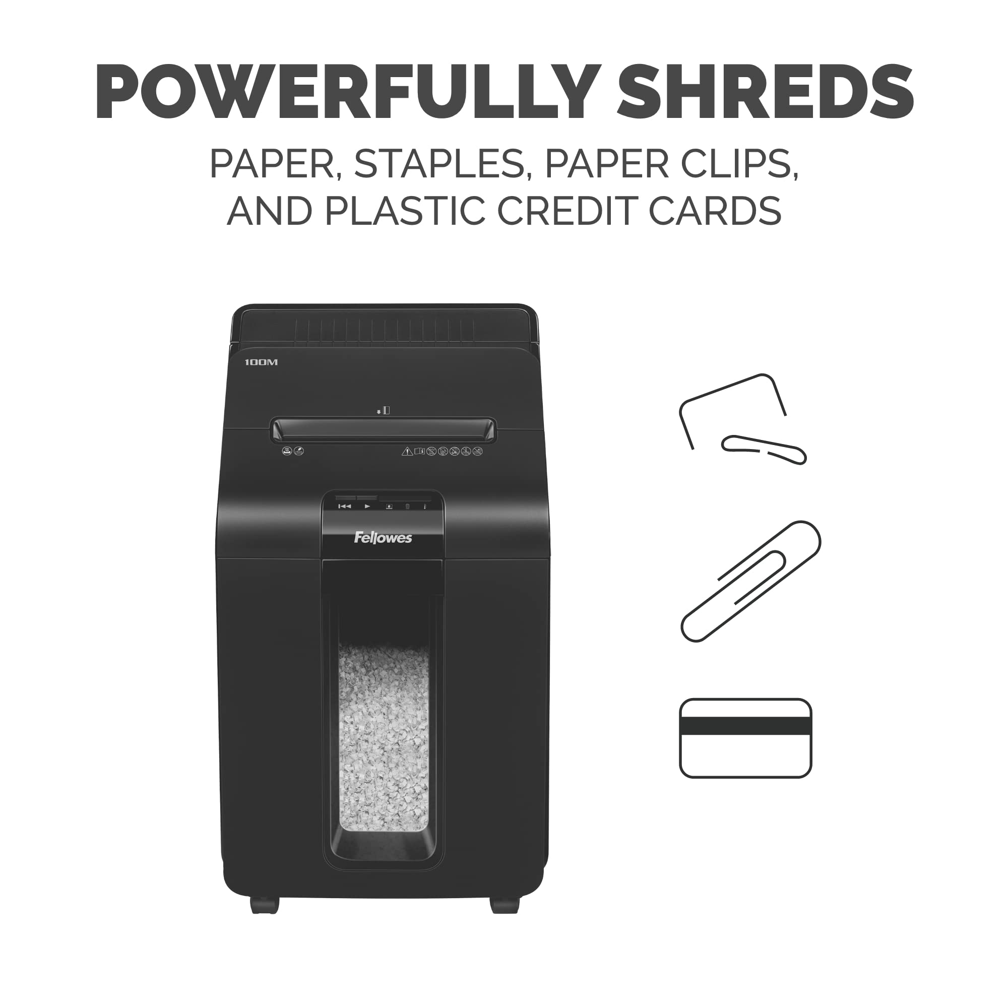 Fellowes AutoMax Micro-Cut 100M Commercial Office Auto Feed 2-in-Paper Shredder with 100-Sheet Capacity