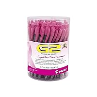 Pilot, G2 Pink Ribbon Premium Gel Roller Pens, Fine Point 0.7 mm, Pink & Black, Tub of 48