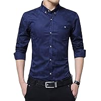Men Long Sleeve Slim Fit Button-up Shirt Casual Stylish Office Work Tops