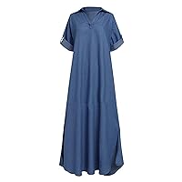 Denim Dress Solid Casual Dress Without Pockets
