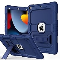 OKP Case for iPad 9th/ 8th/ 7th Generation (2021/2020/2019), Heavy Duty 10.2 inch iPad Shockproof Rugged Protective Cover with Built-in Stand, Hard iPad 9 8 7 Gen Cases, Navy Blue