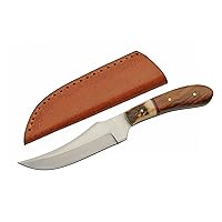 SZCO Supplies DH-8031 Wood/Stag Full Tang Outdoor Hunting Knife with Sheath, 7.25