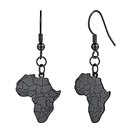 U7 African Map Earrings, Stainless Steel/Black/18K Gold Plated Exaggerated Hollow Out Earrings,Africa Dangle Earrings, Map of Africa Stud Earrings, Custom Name Earrings for Women