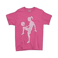Threadrock Big Girls' Soccer Player Typography Youth T-Shirt