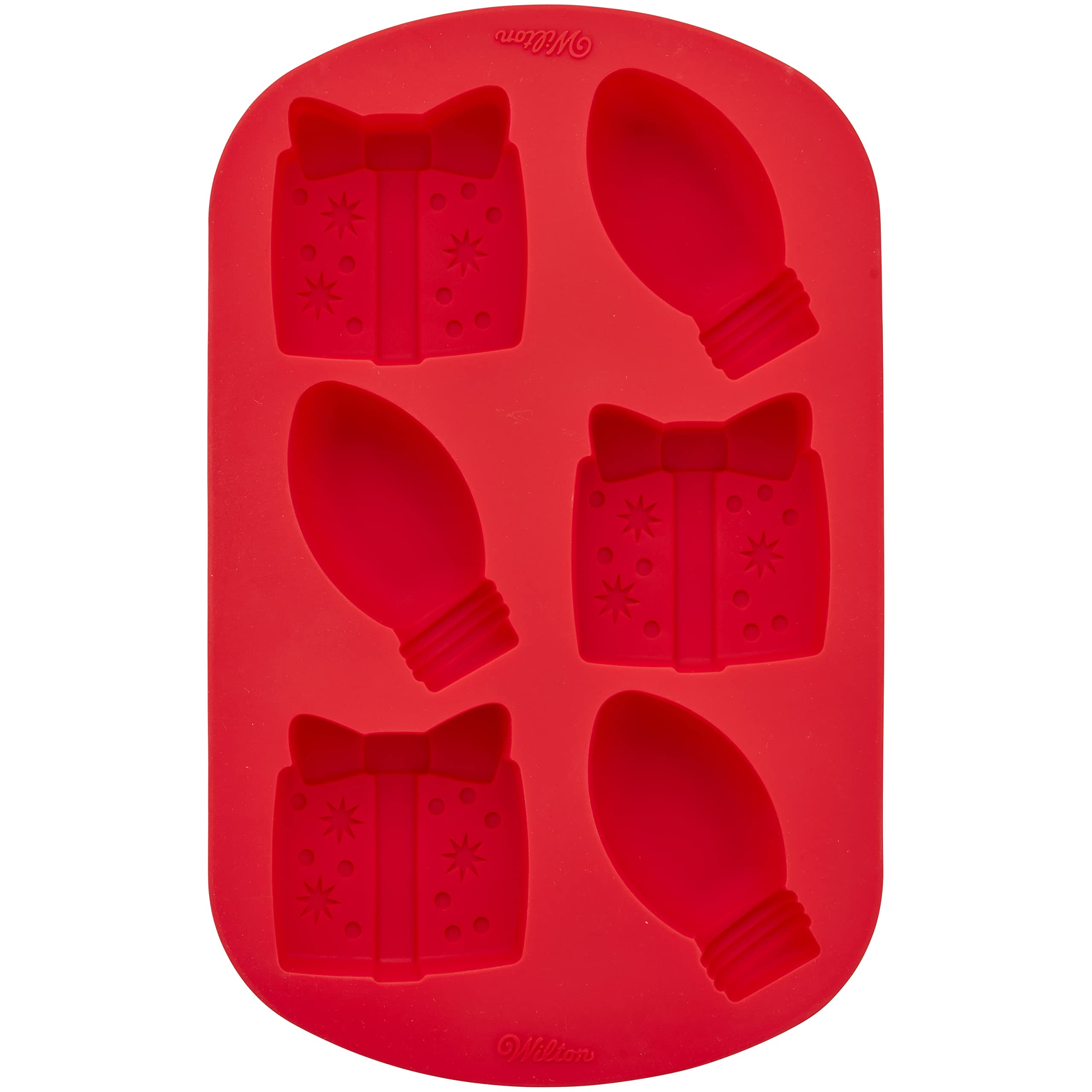 Wilton Christmas Present and Lightbulb Silicone Baking and Candy Mold, 6-Cavity