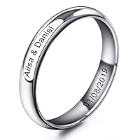 MeMeDIY 2~10mm Silver Tone Stainless Steel Ring Band Wedding Love - Customized Engraving