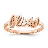 Jewels By Lux Solid 925 Sterling Silver and Rose Plated Gold Polished Name Ring Available in Sizes 4 to 8