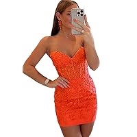 Lace Applique Tight Short Homecoming Dresses 2023 Sweetheart Shealth Mini Prom Cocktail Gown for Graduations