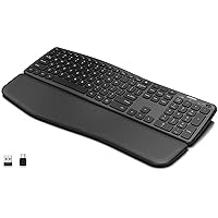 Multi-Device Ergonomic Wireless Bluetooth Keyboard with Nano USB-A, USB-C Type C Receiver Palm Wrist Rest Full Size Keyboard for Windows iPad OS Android, Computer Desktop Laptop PC Tablet
