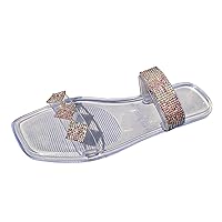 Women's Comfort Slides Sandals Summer Women Shoes Fashion Bright Diamond Square Bright Diamond Sandals Flash Diamond One