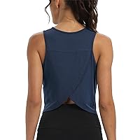 Mippo Workout Tops for Women Cropped Open Back Sleeveless Tank Tops Athletic Gym Yoga Shirts Loose Fit