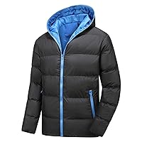 Winter Jackets for Men Full Zip Hooded Quilted Coat Warm Outdoor Parka Coats Zipper Pocket Lightweight Puffer Jacket