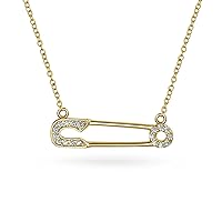 Bling Jewelry Support Symbol For displaced people Solidarity Pave CZ Accent Dangling or Sideways Safety Pin Necklace Pendant For Women Teen 14K Yellow Rose Gold Plated .925 Sterling Silver