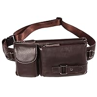 GMOIUJ Waist Bag Soft Leather Men's Pockets Soft Leather Messenger Bag Multi-function Small Backpack Casual Mobile Phone Bag Running Sports Bag (Size : D)